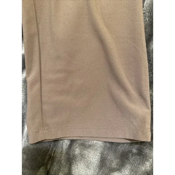 Leith-Womens Pull On Pant-Front Pleat Pockets Lightweight-Dark Taupe-Size L - Picture 4 of 14
